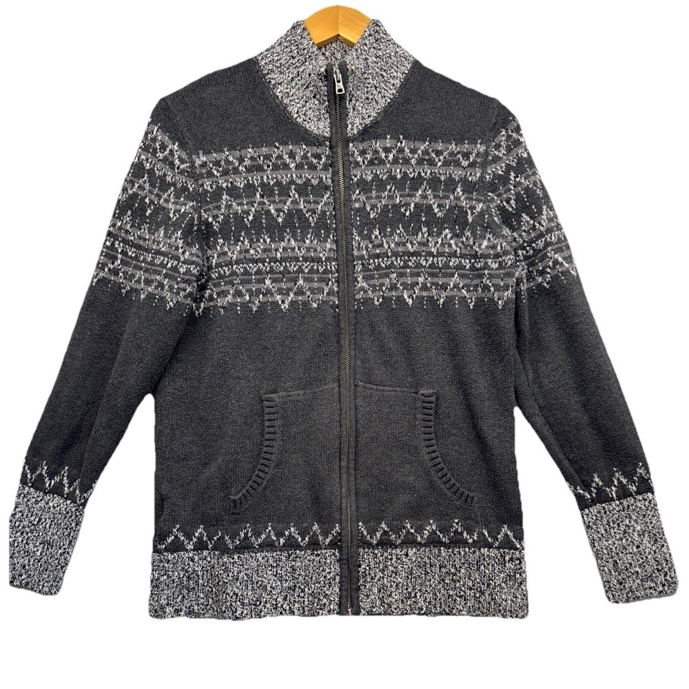 Eddie Bauer Women's  Full Zip Nordic Fair Isle cotton Cardigan Size Large *READ